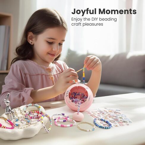 Tilhumt Electric Bead Spinner with Positioning Mat, Clay Bead Spinner for Jewelry Making and Friendship Bracelets Making, Including Needles, Elastic String and Cartoon Stickers, Gift for Girls in Kuwait