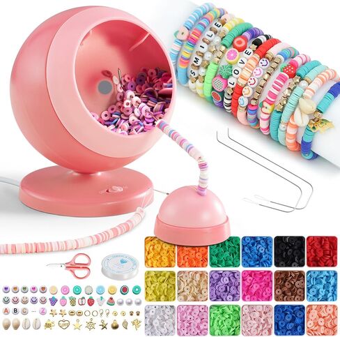 ETUDAW Bead Spinner, Clay Beads Bracelet Making Kit, Beginner 4500 PCS 18 Colors Clay Beads and Charms Kit for Necklaces and Bracelets, DIY Arts and Crafts Birthday Gifts(Blue) in Saudi Arabia