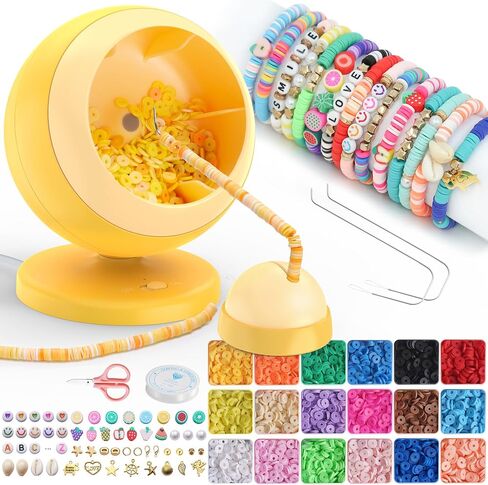 ETUDAW Bead Spinner, Clay Beads Bracelet Making Kit, Beginner 4500 PCS 18 Colors Clay Beads and Charms Kit for Necklaces and Bracelets, DIY Arts and Crafts Birthday Gifts(Blue) in Saudi Arabia