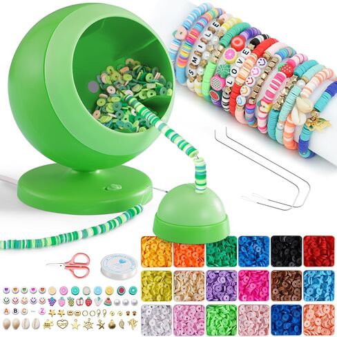 ETUDAW Bead Spinner, Clay Beads Bracelet Making Kit, Beginner 4500 PCS 18 Colors Clay Beads and Charms Kit for Necklaces and Bracelets, DIY Arts and Crafts Birthday Gifts(Blue) in Saudi Arabia