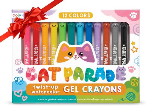 OOLY Rainbow Sparkle Metallic Watercolor Gel Crayons, Set of 12,Glitter Gel Markers for Kids and Toddlers, Colorful Twistable Crayons for School, Drawing - Metallic in Kuwait