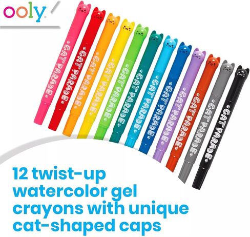 OOLY Rainbow Sparkle Metallic Watercolor Gel Crayons, Set of 12,Glitter Gel Markers for Kids and Toddlers, Colorful Twistable Crayons for School, Drawing - Metallic in Kuwait