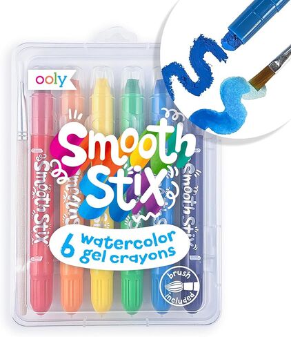 OOLY Rainbow Sparkle Metallic Watercolor Gel Crayons, Set of 12,Glitter Gel Markers for Kids and Toddlers, Colorful Twistable Crayons for School, Drawing - Metallic in Kuwait
