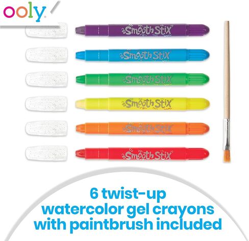 OOLY Rainbow Sparkle Metallic Watercolor Gel Crayons, Set of 12,Glitter Gel Markers for Kids and Toddlers, Colorful Twistable Crayons for School, Drawing - Metallic in Kuwait