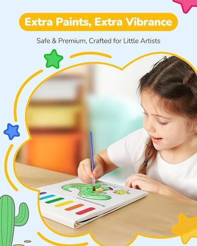 tecjoe 3 عبوات طلاء مع كتب تلوين مائية للأطفال الصغار، مجموعة طلاء ألوان مائية مع 6 فرش، نشاط رسم للأطفال الذين تتراوح أعمارهم بين 4 5 6 7 8، لعبة فنون وحرف هدايا عيد الميلاد، الأميرة، الغابة والبحر in Kuwait