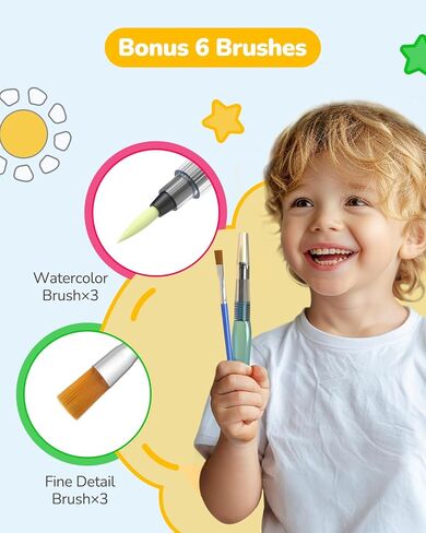 tecjoe 3 عبوات طلاء مع كتب تلوين مائية للأطفال الصغار، مجموعة طلاء ألوان مائية مع 6 فرش، نشاط رسم للأطفال الذين تتراوح أعمارهم بين 4 5 6 7 8، لعبة فنون وحرف هدايا عيد الميلاد، الأميرة، الغابة والبحر in Kuwait