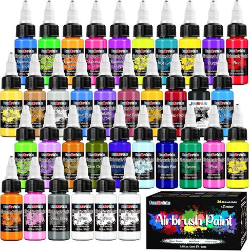 FansArriche Airbrush Paint, 44 Colors with 6 Thinners, 20 ml/Bottle in Saudi Arabia