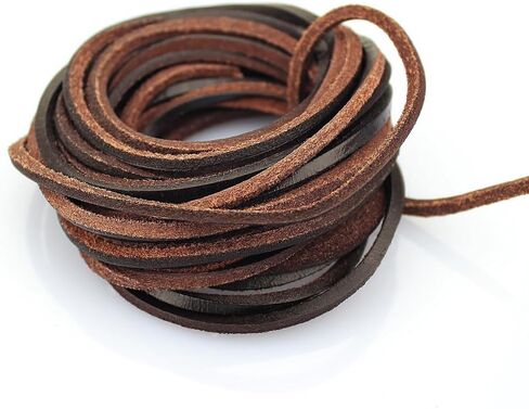 LolliBeads (TM) 3mm Flat Genuine Leather Strip Cord Braiding String Dark Brown Espresso (5 Yards) in Kuwait