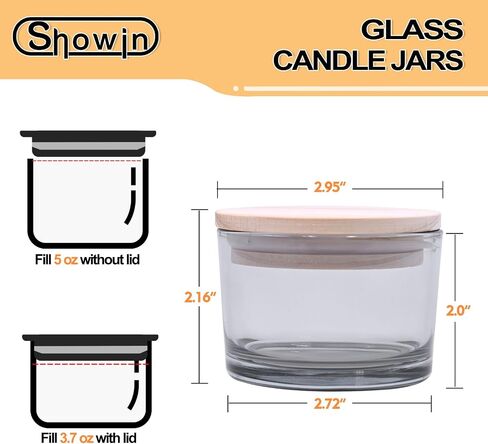 SHOWIN Thick Candle Jars for Making Candles 16 Pcs, 7 OZ Empty Jars with Wood Lids for Candle Making, Sample Container, Frosted Red in Kuwait
