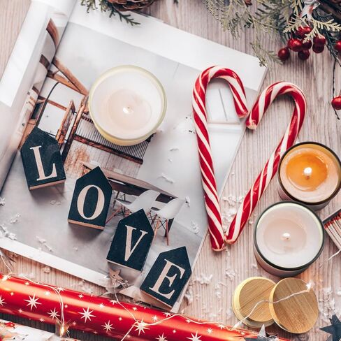 SHOWIN Thick Candle Jars for Making Candles 16 Pcs, 7 OZ Empty Jars with Wood Lids for Candle Making, Sample Container, Frosted Red in Kuwait