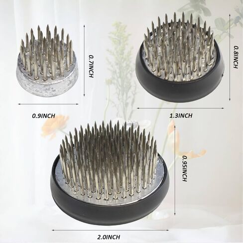 Stainless Floral Frogs Kenzan, Round Metal Flower Frog Vase Arranger Pin Holder for Ikebana, DIY Flower Craft Arrangements, Set of 3 (Silver) in Kuwait