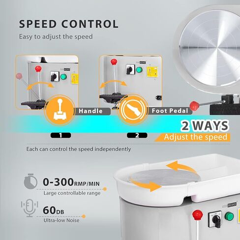 VIVOHOME 25CM Pottery Wheel Forming Machine 350W Electric DIY Clay Tool with Foot Pedal and Detachable Basin for Ceramic Work Art Craft White in Kuwait