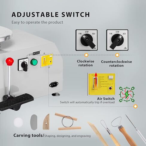 VIVOHOME 25CM Pottery Wheel Forming Machine 350W Electric DIY Clay Tool with Foot Pedal and Detachable Basin for Ceramic Work Art Craft White in Kuwait