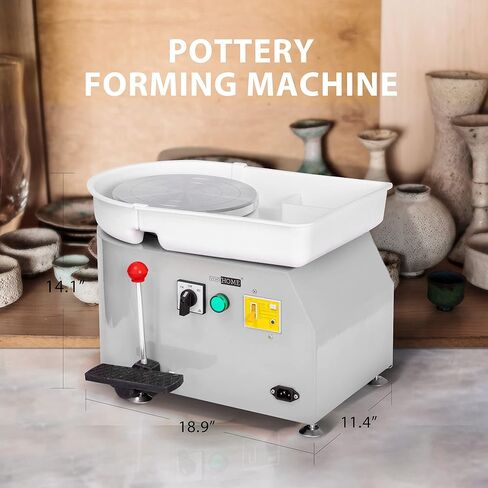 VIVOHOME 25CM Pottery Wheel Forming Machine 350W Electric DIY Clay Tool with Foot Pedal and Detachable Basin for Ceramic Work Art Craft White in Kuwait