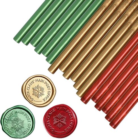 حزمة من 36 قسط عيد الميلاد ختم الشمع الغراء بندقية العصي عطلة عيد الميلاد ختم الأختام لختم الشمع طوابع رسائل كبيرة لصياغة رسائل دعوات الزفاف بطاقات المغلفات 12 من الذهب الأخضر اللون الأحمر in Kuwait