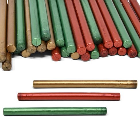 حزمة من 36 قسط عيد الميلاد ختم الشمع الغراء بندقية العصي عطلة عيد الميلاد ختم الأختام لختم الشمع طوابع رسائل كبيرة لصياغة رسائل دعوات الزفاف بطاقات المغلفات 12 من الذهب الأخضر اللون الأحمر in Kuwait