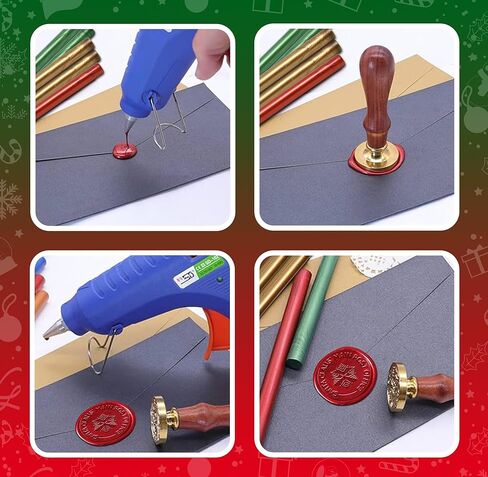 حزمة من 36 قسط عيد الميلاد ختم الشمع الغراء بندقية العصي عطلة عيد الميلاد ختم الأختام لختم الشمع طوابع رسائل كبيرة لصياغة رسائل دعوات الزفاف بطاقات المغلفات 12 من الذهب الأخضر اللون الأحمر in Kuwait