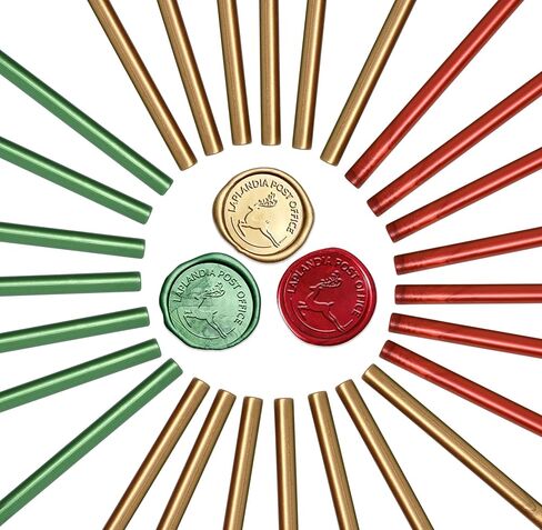حزمة من 36 قسط عيد الميلاد ختم الشمع الغراء بندقية العصي عطلة عيد الميلاد ختم الأختام لختم الشمع طوابع رسائل كبيرة لصياغة رسائل دعوات الزفاف بطاقات المغلفات 12 من الذهب الأخضر اللون الأحمر in Kuwait