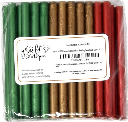حزمة من 36 قسط عيد الميلاد ختم الشمع الغراء بندقية العصي عطلة عيد الميلاد ختم الأختام لختم الشمع طوابع رسائل كبيرة لصياغة رسائل دعوات الزفاف بطاقات المغلفات 12 من الذهب الأخضر اللون الأحمر in Kuwait