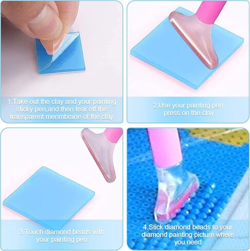 80pcs Diamond Painting Glue Clay, Colorful Painting Clay Wax Embroidery Cross-Stitch Painting Set Tool DIY Diamond Wax Tool for Embroidery Accessories,2 x 2cm(4 Colors) (Multicoloured) in Kuwait