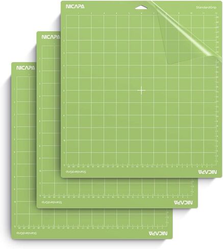 Nicapa 12x12 inch Standard Grip Cutting Mat for Cricut Maker 3/Maker/Explore 3/Air 2/Air/One (3 Pack) Standard Adhesive Sticky Green Quilting Replacement Cut Mats in Kuwait