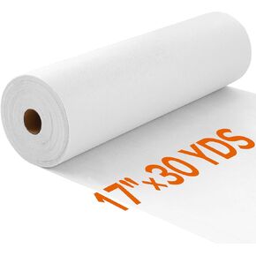 ZOMONETI Light Weight 17in x 30yd White Iron On Non-Woven Fusible Interfacing, Single-Sided Polyester Fabric for DIY Craft Supplies, Quilting, Sewing, Shirt Plackets, Dresses, Collars, Cuffs