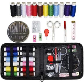 ARTIKA Sewing Kit for Adults and Kids (106 PCS) - Small Beginner Set w/Multicolor Thread, Needles, Scissors, Thimble & Clips - Emergency Repair and Travel Kits - Sewing Accessories and Supplies