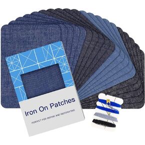 HTVRONT Iron on Patches for Clothes, 20PCS Iron on Patches for Jeans 3" by 4-1/4", 4 Shades of Cotton Denim Clothing Repair and Decoration Kit for DIY Repair, Crafting, Embellishment