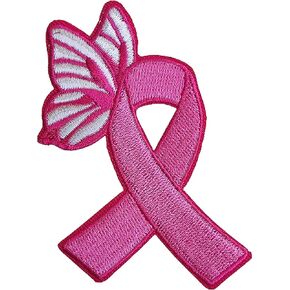 Cute Pink Breast Cancer Bowknot You Iron On/Sew on Patch, Embroidered Patch Badge DIY Accessories for Hats Bags Clothes Jacket Jeans Dress Backpacks
