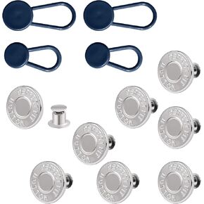 12 Sets Buttons pins for Loose Jeans，No Sew Jeans Button Replacement，Pants Button Tightener for Waist，Button Pins for Jeans to Make Smaller,Women's Novelty Buttons，Reusable and Adjustable