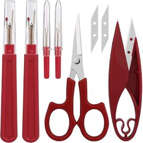 Sewing Seam Ripper Tool,Stitch Remover and Thread Cutter with 2Big+2Small Seam Rippers,1 Pack Thread Snips,1Pack 5"Scissor