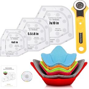 Bowl Cozy Template 3 Sizes,Bowl Cozy Template Cutting Ruler Set,Acrylic Transparent Quilting Bowl Templates for Hot and Cold Food Bowl Rack,DIY Kitchen Art Craft Acrylic Stencil for Sewing.
