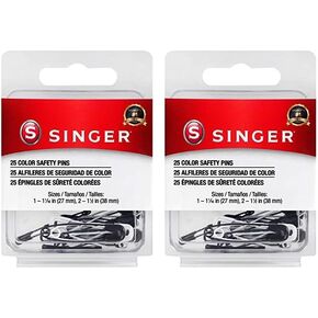 Singer Asst Black and White Professional Style Safety Pins, Multisize, 25-Count