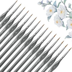 Golden Maple Miniature Paint Brushes, 15PC Model Brushes Micro Detail Paint Brush Set, Fine Detailing for Acrylics, Oils, Watercolors & Paint by Number, Citadel, Figurine, 40k (Black)