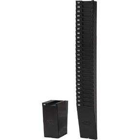 Lathem Expanding Time Card Rack for 9" Cards, 25 Pockets, Black Plastic, Mounting Hardware (25-9EX)