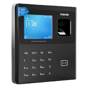 ANVIZ Time Clocks for Employees Small Business - CX2 Fingerprint Biometric Clock in and Out Machine - with Professional Cloud Software (0 Monthly Fee), White