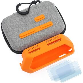 HCJYC 5 in 1 Protective Accessories Soft Silicone Case & EVA Carrying Case & 3 Pack of Screen Protector & SD Card Dust Plug & GPIO Dust Plug for Flipper Zero - Black Set