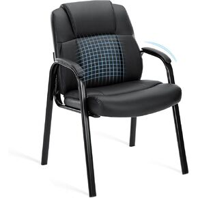 OLIXIS Waiting Room Reception Chairs Set of 4, Leather Office Desk Guest Stationary Side Chair with Padded Arms for Home Conference Lobby Area Meeting Church Medical Clinic Elderly Student