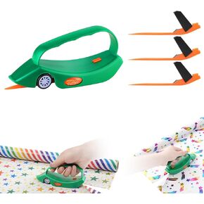 LIZAAL 2-Pack Wrapping Paper Cutter with 3 Replaceable Blades | New Gift Wrap Cutter with Wheels | Birthday and Christmas Wrapping Paper Cutter Slider for Home, Office or Classroom (Black & Green)