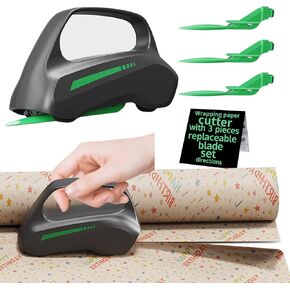 2 Pack Wrapping Paper Cutter with 3 Replaceable Blades,Gift Wrap Cutter Tool for Holiday Gift Wrapping, Slider Wrap Cutter for Gift Wrapping Accessories,Wrapping Paper Roll Cutter for Christmas