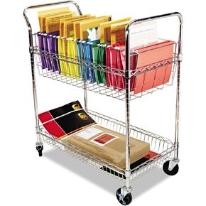 Alera ALEMC3518SR Carry-All 34.88 in. x 18 in. x 39.5 in. Basket/Shelf Mail Cart - Silver