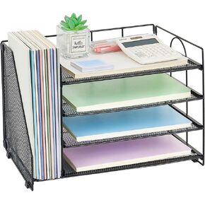 OPNCIE Desk Organizers and Accessories, 4 Tier Paper Letter Tray File Organizer, Office Organization Storage Desk Accessories Workspace Desktop Organizer for Classroom Office Supplies Decor, Black