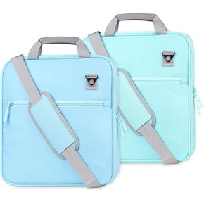 2 PCS Zipper Binder, 2 Inch 3 Ring Binder with Zipper,500 Sheets Capacity Zipper Binder with Shoulder Strap & Handle,Multi-Pocket Zipper Binder Organizer for Classroom, Blue & Green