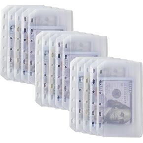 15pcs A6 Binder Pockets with No Zippers, Zipless Budget Envelopes for Cash System, A6 Binder Pouch for 6 Ring Binder, Money Folder Organizer for Cash.