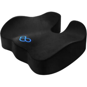 BlissTrends Seat Cushion,5.2in Thick Memory Foam Cushions for Office Chair, Car Seat, Airplane, Relieving Pressure Tailbone Sciatica Back Pain for Long Sitting Office Workers, Car Drivers Blue