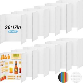4 Pcs Trifold Poster Board, 21.5x14 inches Small White Poster Board Comes with Sticky Accessories, Corrugated Presentation Boards, Display Board for School Projects, Business Presentations