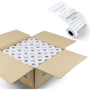 (50 Rolls) 2 1/4" 50' feet White Paper Cash Register POS Receipt, Fits All Credit Card Terminal Great For Cashier Receipt Small Business Premium Quality