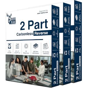 Buck 2 Part Reverse Carbonless NCR Paper, 8.5" x 11" Collated Paper, 1 Ream, 500 Sheets, 92 Bright, CF Canary/CB White - Ideal for Laser & Digital Printers & Perfect for Quality Duplicates