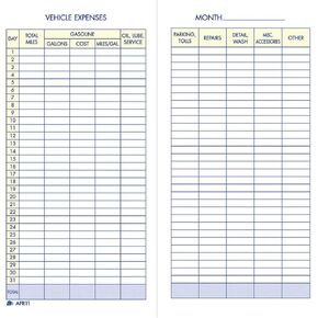 Adams Vehicle Expense Journal, , 3.25 x 6.25 Inches, White (AFR11)