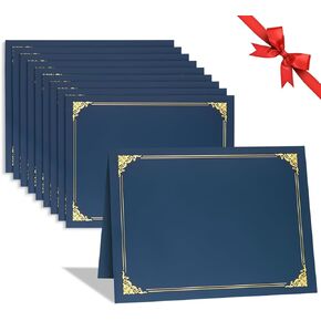 10 Packs Certificate Holders, Navy Blue Certificate Covers, Diploma Holders, Certificate Folders with Gold Foil Border for Letter Size 8.5" x 11" Certificates, Diploma, Documents, Award Cover